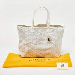 Pre Owned Goyard White Goyardine Canvas and Leather Saint Louis PM Tote