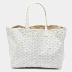 Pre Owned Goyard White Goyardine Canvas and Leather Saint Louis PM Tote