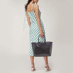 Goyard Blue Goyardine Coated Canvas and Leather Saint Louis PM Tote