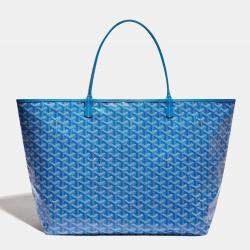 Pre Owned Goyard Sky Blue Goyardine Coated Canvas and Leather Saint Louis GM Tote