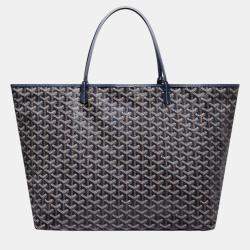 Pre Owned Goyard Navy Blue Goyardine Coated Canvas and Leather Saint Louis GM Tote
