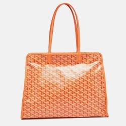 Pre Owned Goyard Orange Goyardine Coated Canvas and Leather Hardy PM Tote