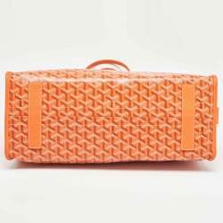 Pre Owned Goyard Orange Goyardine Coated Canvas and Leather Hardy PM Tote