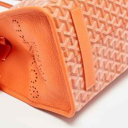 Pre Owned Goyard Orange Goyardine Coated Canvas and Leather Hardy PM Tote