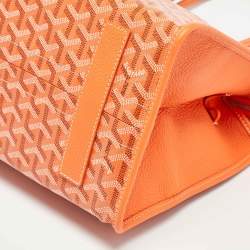 Pre Owned Goyard Orange Goyardine Coated Canvas and Leather Hardy PM Tote
