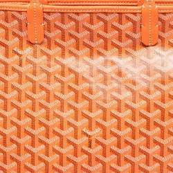 Pre Owned Goyard Orange Goyardine Coated Canvas and Leather Hardy PM Tote