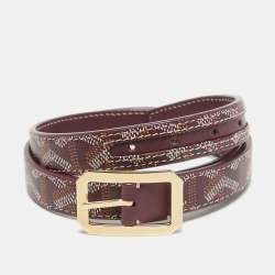 Goyard Burgundy Goyardine Coated Canvas and Leather Rudy Belt 75 CM