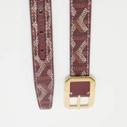 Goyard Burgundy Goyardine Coated Canvas and Leather Rudy Belt 75 CM