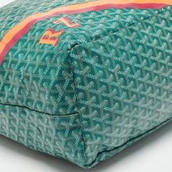 Goyard Green Goyardine Coated Canvas and Leather Stripe Saint Louis GM Tote