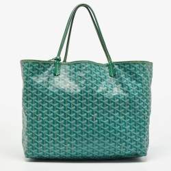 Goyard Green Goyardine Coated Canvas and Leather Stripe Saint Louis GM Tote