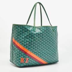 Goyard Green Goyardine Coated Canvas and Leather Stripe Saint Louis GM Tote