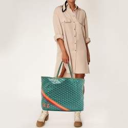 Goyard Green Goyardine Coated Canvas and Leather Stripe Saint Louis GM Tote