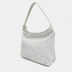 Goyard White Canvas Goyardine Boheme PM Hobo Bag