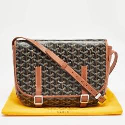 Goyard Brown Goyardine Coated Canvas and Leather Belvedere MM Saddle Bag