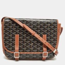 Goyard Brown Goyardine Coated Canvas and Leather Belvedere MM Saddle Bag