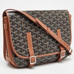Goyard Brown Goyardine Coated Canvas and Leather Belvedere MM Saddle Bag