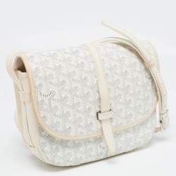 Goyard White Goyardine Coated Canvas and Leather Belvedere PM Bag