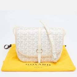 Goyard White Goyardine Coated Canvas and Leather Belvedere PM Bag