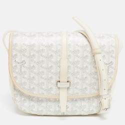Goyard White Goyardine Coated Canvas and Leather Belvedere PM Bag