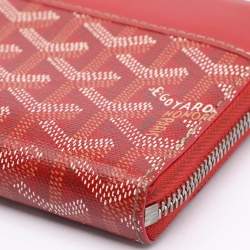 Goyard Red Goyardine Coated Canvas Matignon Zip Around Wallet