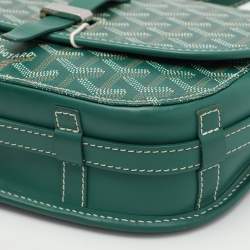 Goyard Green Goyardine Coated Canvas and Leather Belvedere II PM Saddle Bag