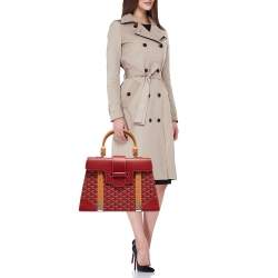 Goyard Red Goyardine Coated Canvas and Leather Saigon MM Top Handle Bag