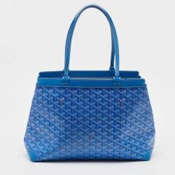 Pre Owned Goyard Blue Goyardine Coated Canvas and Leather Bellechasse PM Tote