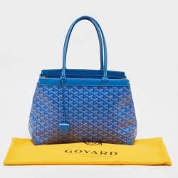 Pre Owned Goyard Blue Goyardine Coated Canvas and Leather Bellechasse PM Tote
