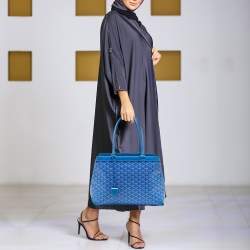 Pre Owned Goyard Blue Goyardine Coated Canvas and Leather Bellechasse PM Tote
