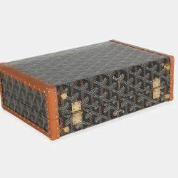 Goyard Black Tan Goyardine Canvas Grand Hotel Trunk Bag