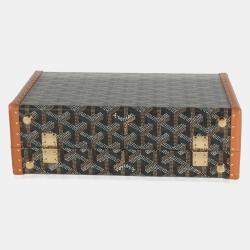 Goyard Black Tan Goyardine Canvas Grand Hotel Trunk Bag