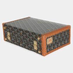 Goyard Black Tan Goyardine Canvas Grand Hotel Trunk Bag