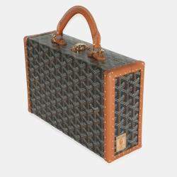 Goyard Black Tan Goyardine Canvas Grand Hotel Trunk Bag