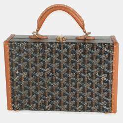 Goyard Black Tan Goyardine Canvas Grand Hotel Trunk Bag