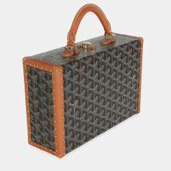 Goyard Black Tan Goyardine Canvas Grand Hotel Trunk Bag