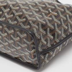 Pre Owned Goyard Black Goyardine Coated Canvas Mini Reversible Anjou Tote