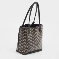 Pre Owned Goyard Black Goyardine Coated Canvas Mini Reversible Anjou Tote