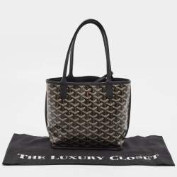 Pre Owned Goyard Black Goyardine Coated Canvas Mini Reversible Anjou Tote