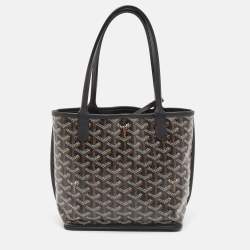Pre Owned Goyard Black Goyardine Coated Canvas Mini Reversible Anjou Tote