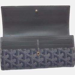 Pre Owned Goyard Grey Goyardine Canvas Varenne Flap Wallet