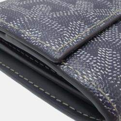 Pre Owned Goyard Grey Goyardine Canvas Varenne Flap Wallet