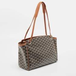 Pre Owned Goyard Brown Goyardine Coated Canvas and Leather Rouette PM Bag