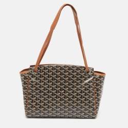 Pre Owned Goyard Brown Goyardine Coated Canvas and Leather Rouette PM Bag