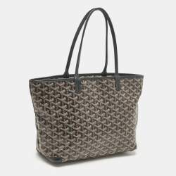 Pre Owned Goyard Black Goyardine Coated Canvas and Leather Artois PM Tote