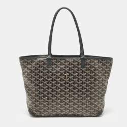 Pre Owned Goyard Black Goyardine Coated Canvas and Leather Artois PM Tote