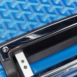 Goyard Blue Goyardine Coated Canvas and Leather Bourget PM Trolley