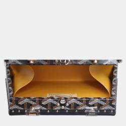 Goyard Black Leather, Coated Canvas, Wood Saigon Mini Trunk Bag 