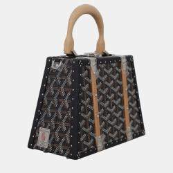 Goyard Black Leather, Coated Canvas, Wood Saigon Mini Trunk Bag 