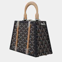 Goyard Black Leather, Coated Canvas, Wood Saigon Mini Trunk Bag 