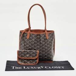 Pre Owned Goyard Black/Tan Goyardine Coated Canvas and Leather Anjou Mini Bag